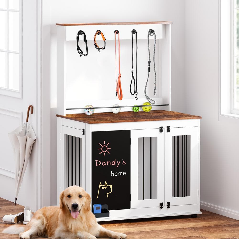 Dog Crate, Graffiti Dog Cage, Kennel with Double Doors, Crate Interior Furn