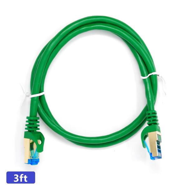 QualGear 3 ft CAT 7 Round High-Speed Ethernet Cable - Green QG-CAT7R ...