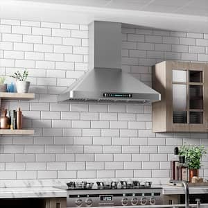 36 in. 600 CFM Convertible Wall Mount Range Hood in Stainless Steel in Low Noise with Gesture Control, Charcoal Filter