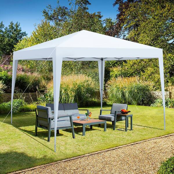 ToolCat 10 ft. x 10 ft. White Pop Up Canopy Tent Outdoor Instant Gazebo with 4-pieces Weight Sand Bag and Carry Bag