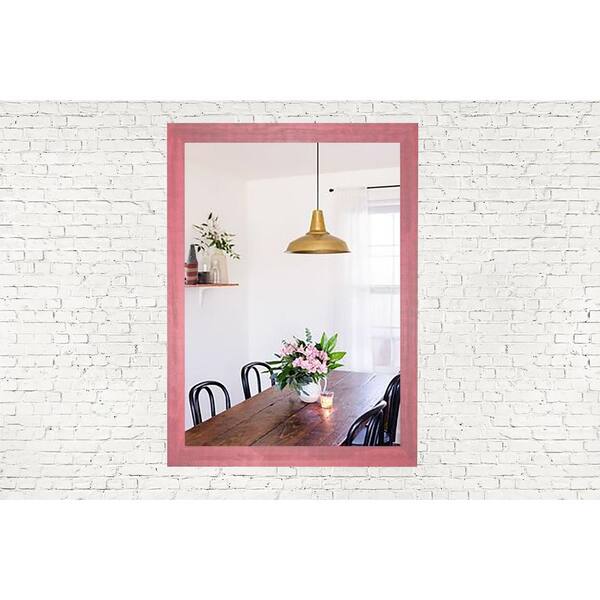 Unbranded Medium Rectangle Weathered Pink French Provincial Mirror (40 in. H x 30 in. W)