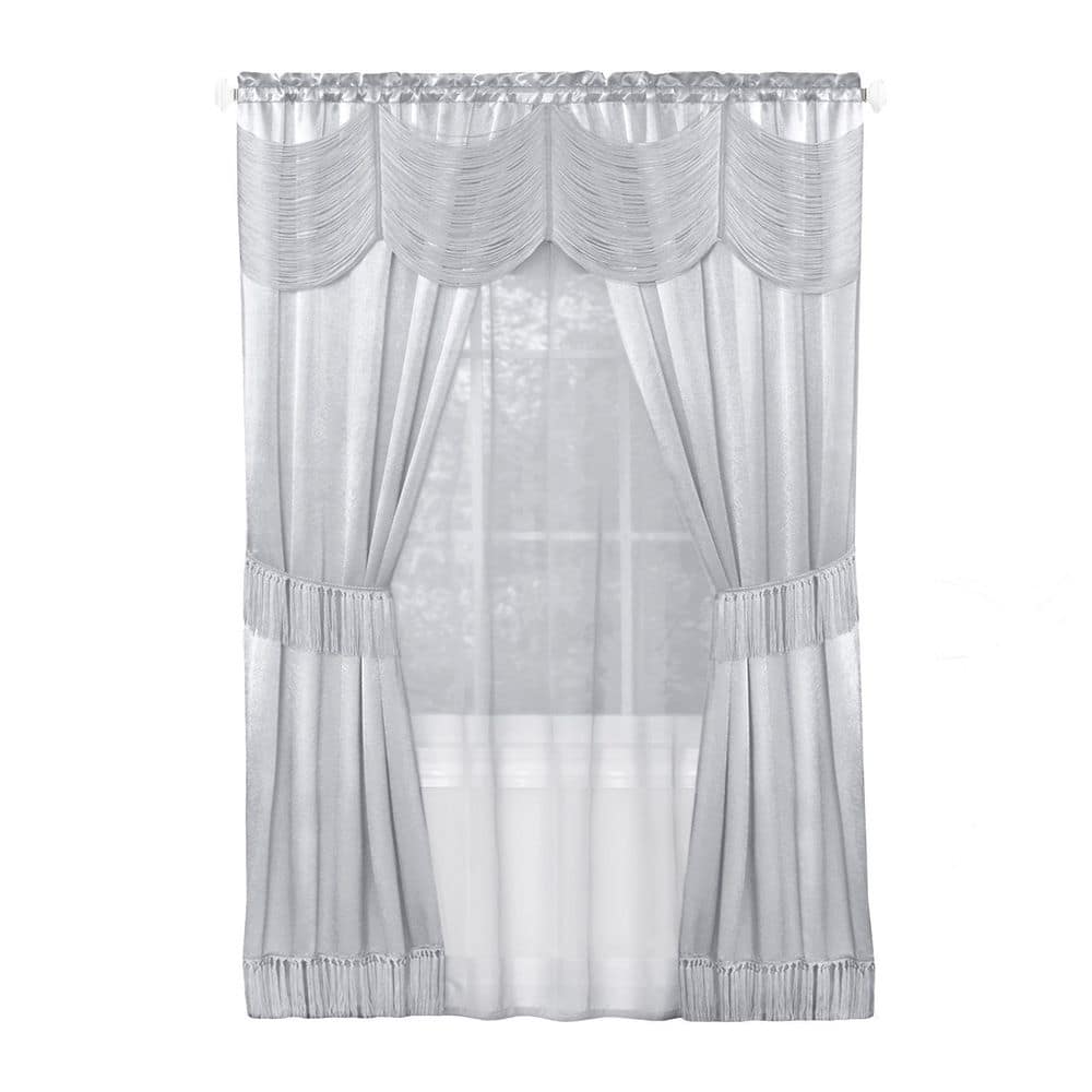 UPC 054006277140 product image for Halley 6 Piece Light Filtering Window Curtain Set - 56x63 - Silver | upcitemdb.com