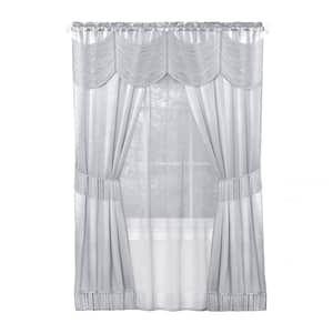 Halley 6 Piece Light Filtering Window Curtain Set - 56x63 - Silver