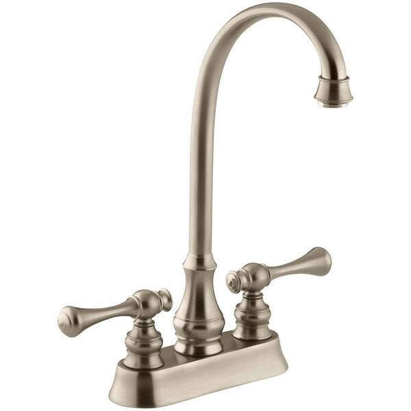 KOHLER Revival 2-Handle Bar Faucet with Traditional Lever Handles in Vibrant Brushed Bronze