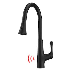 1-Handle Touchless Kitchen Sink Faucet With Pull Down Sprayer Kitchen Faucets Smart 1-Hole Hand-Free Taps Matte Black