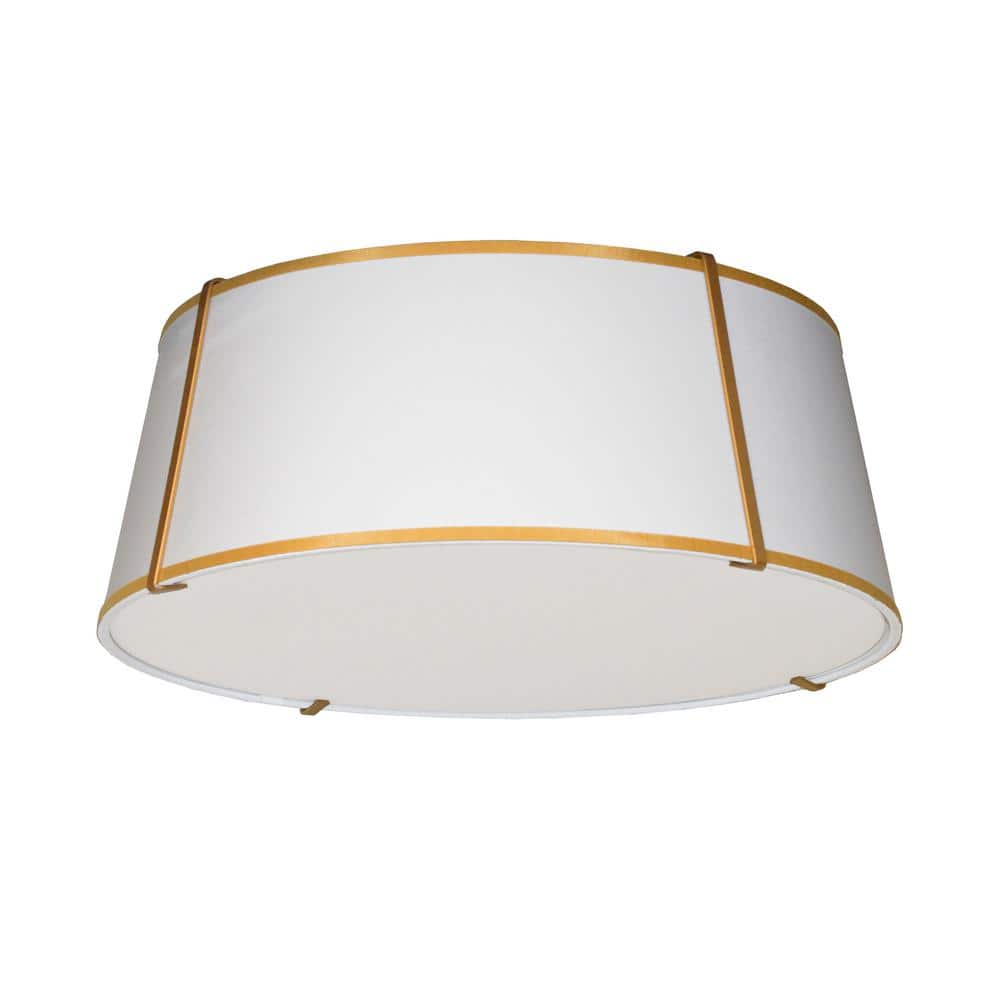 Gold Glass Drum Indoor/Outdoor Flush Mount Light