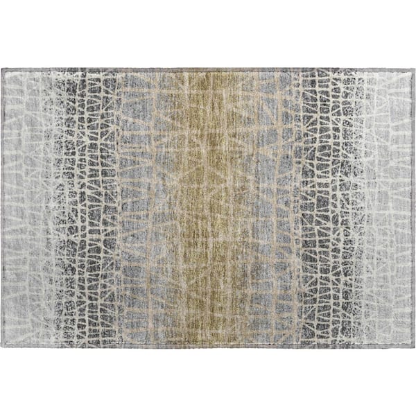 Mayfield Premium Machine Washable Abstract AMF2404 Gray 2 ft. x 3 ft. Accent Rug