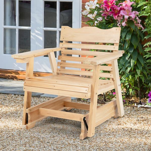 Costway 330 lbs. Natural Patio Wood Slat Outdoor Rocking