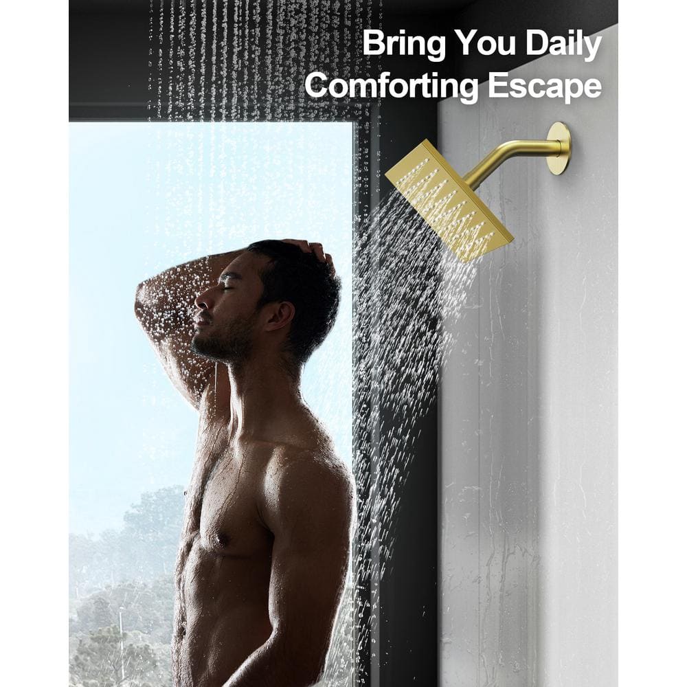Grandjoy Brushed Gold Dual Shower Head System with Handheld Spray