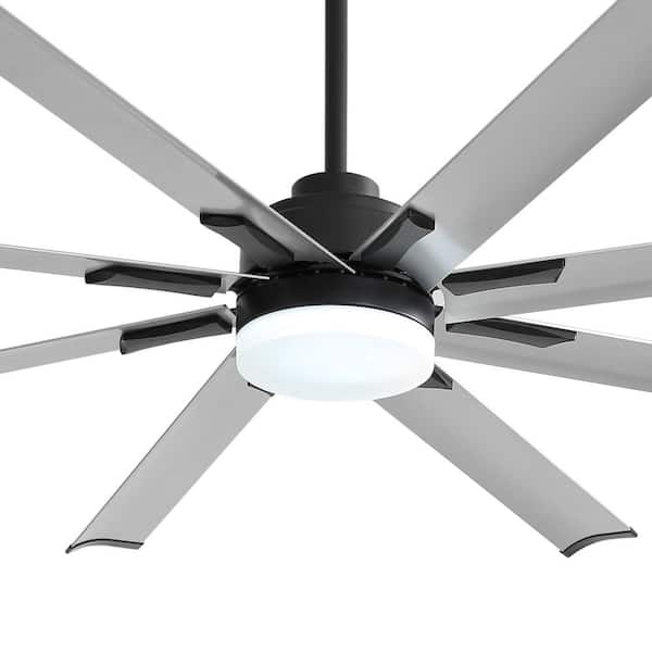 Primo 72 in. Silver Ceiling Fan with 8 Aluminum Blades, 3-Color Light and 6-Speed Remote with 2 Downrods Included