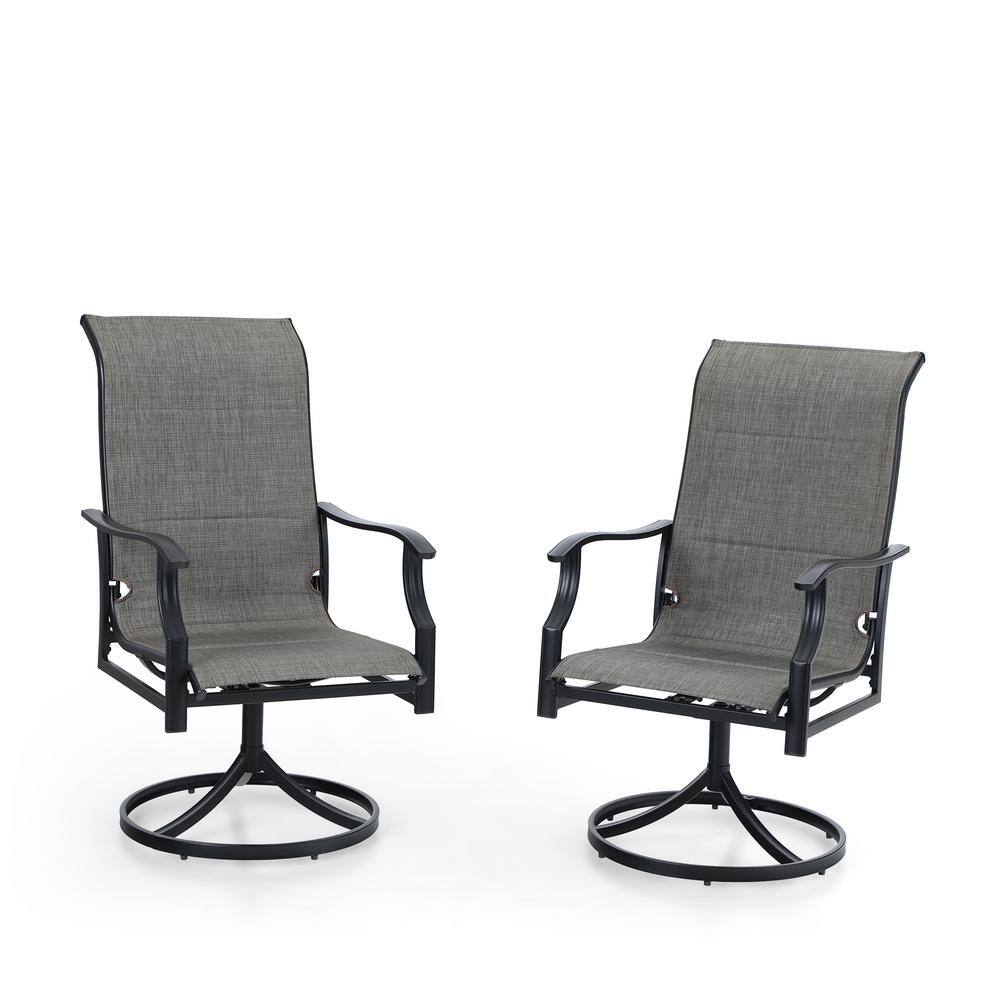 Black Metal and Dark-Grey Textilene 9-Piece Expandable Patio Dining Set