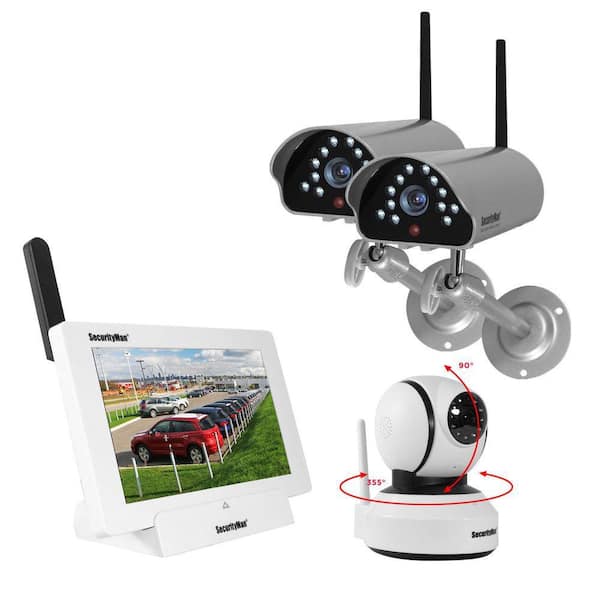 SecurityMan iSecurity 4-Channal 480TVL Digital Wireless Indoor/Outdoor 1 Camera System Kit with Remote Viewing