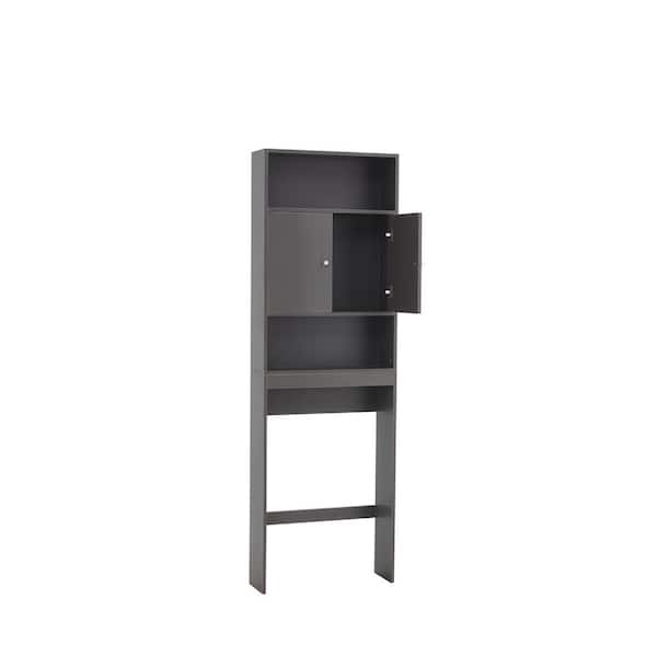 Unbranded 7.9 in. W x 77 in. H x 25 in. D Gray MDF Board Wall Mount Over-the-Toilet Storage Space Saver Bathroom Shelf