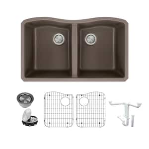 Aversa All-in-One Undermount Granite 32 in. Equal Double Bowl Kitchen Sink in Espresso