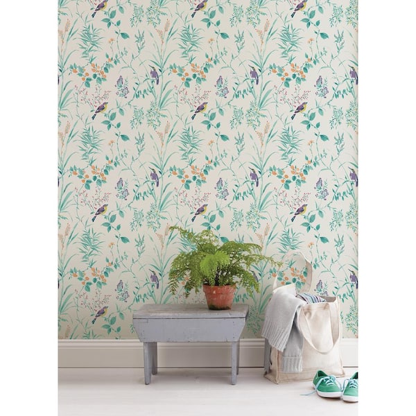 Green Jewel Songbird Vinyl Peel and Stick Matte Wallpaper