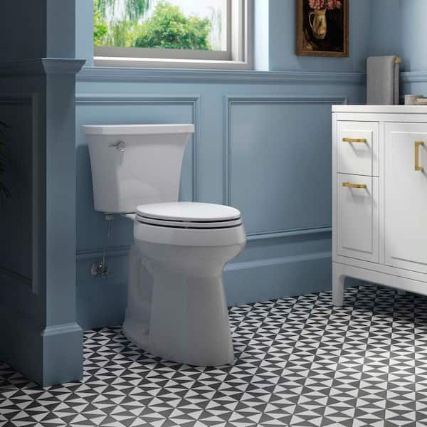 Highline 12 in. Rough In 2-Piece 1.28 GPF Single Flush Elongated Toilet in White Seat Included