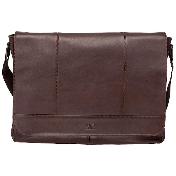 MANCINI Milan 15 in. Brown Leather Messenger Bag for Laptop 95-9801 ...