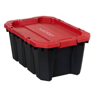 15 Gal. Latch and Stack Tote in Black with Red Lid