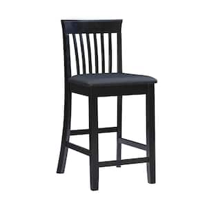 Jonas 25 in. Seat Height Full-back wood frame Counterstool with Black Faux Leather seat