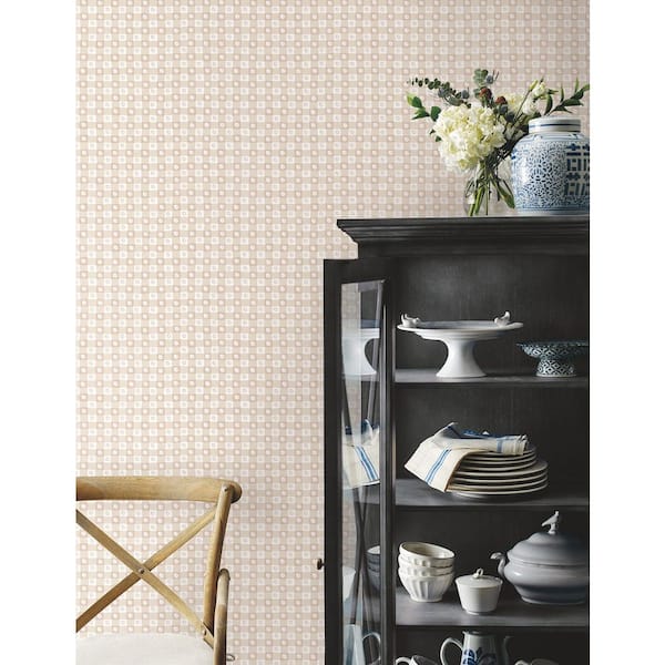 Daisy Gingham Blush Floral Check Premium Peel and Stick Wallpaper