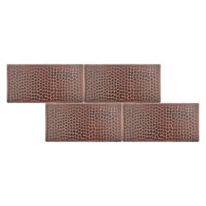 4 in. x 8 in. Hammered Copper Decorative Wall Tile in Oil Rubbed Bronze (4-Pack)