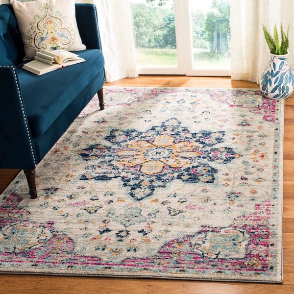 Madison Ivory/Fuchsia 9 ft. x 12 ft. Border Area Rug