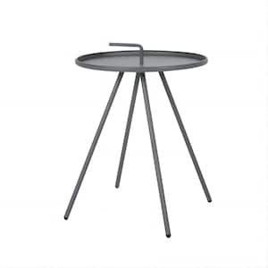 20 in. Grey Metal Side Table with Handle