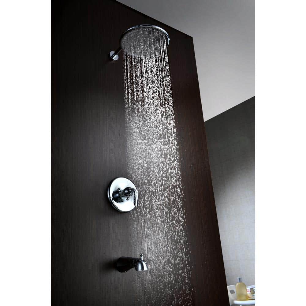 Polished Chrome Wall Mounted Rain Showerhead and Faucet Set