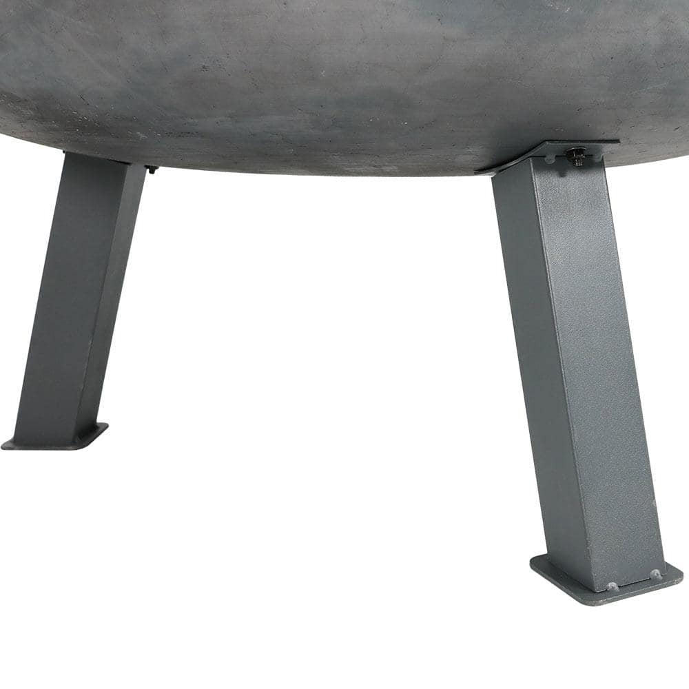 30-Inch Gray Cast Iron Wood-Burning Fire Pit with Steel Finish