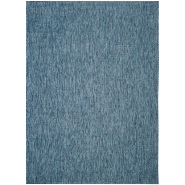 Courtyard Navy 9 ft. x 12 ft. Solid Indoor/Outdoor Patio  Area Rug