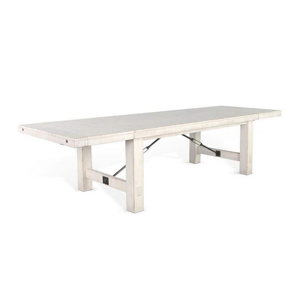 White Mahogany Extendable Dining Table with Metal Accents