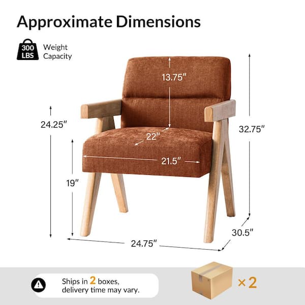 JAYDEN CREATION Odemaris Rust Polyester Arm Chair Set of 2 with