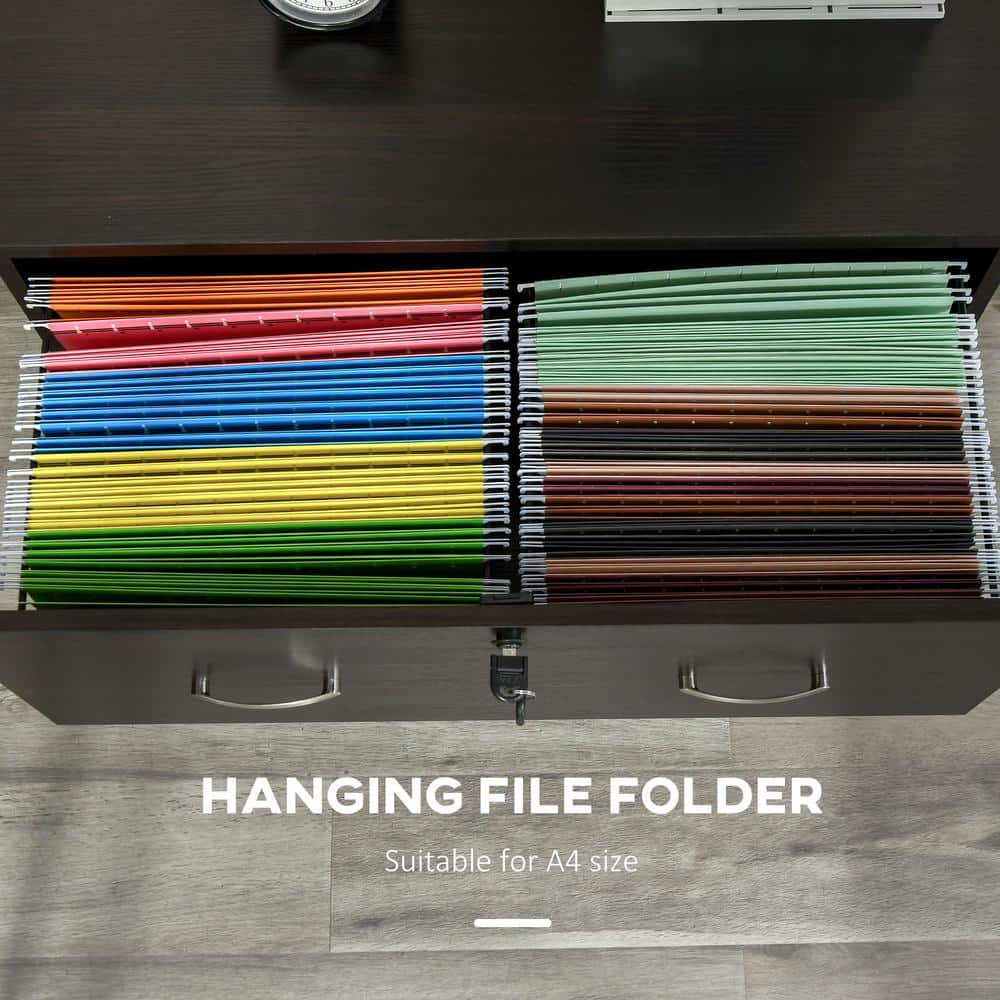 Walnut 2-Drawer Lockable Vertical File Cabinet