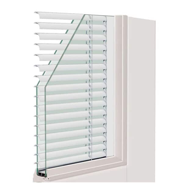 72 in. x 80 in. Smooth White Left-Hand Composite PG50 Sliding Patio Door with Built in Blinds