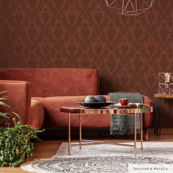 Metallic Ruby Damsel Vinyl Peel and Stick Textured Wallpaper Roll (Covers 56 sq. ft.)