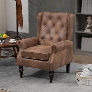 LuxComfort Upholstered Microsuede Accent Chair with Nailhead Trim - Coffee