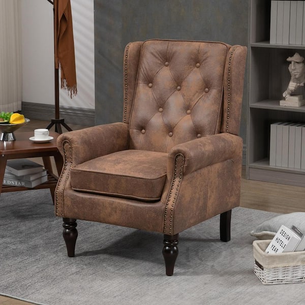 aisword LuxComfort Upholstered Microsuede Accent Chair with Nailhead Trim Coffee AD95U9982