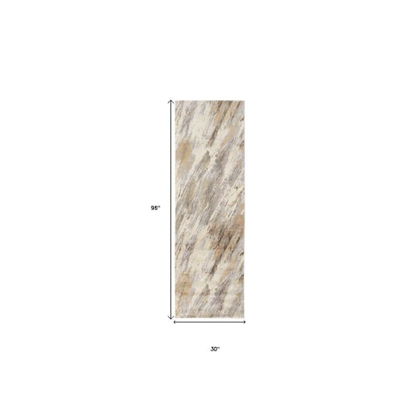 Brown and Ivory Abstract 2 ft. x 8 ft. Runner Rug