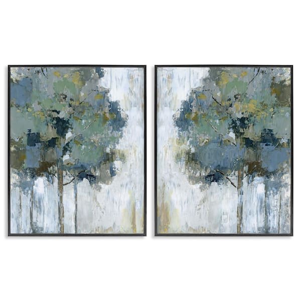 Tree Impressions Abstract by Nan 2 Pieces Black Framed Nature Giclee Art Print 14 in. x 11 in.