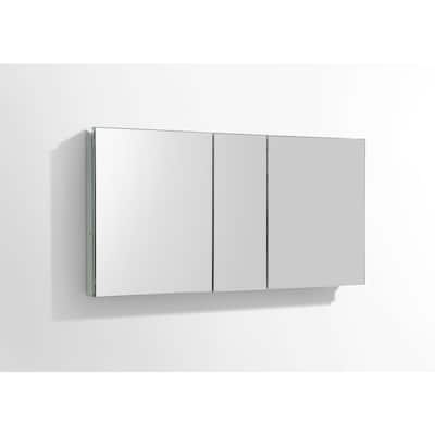 Senza 49 in. W x 26 in. H Rectangular Anodized Aluminum Medicine Cabinet with Mirror - Recessed or Surface-Mount