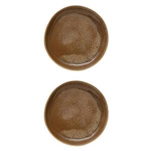 Stoneware Plate with Reactive Glaze in Brown (Set of 2)