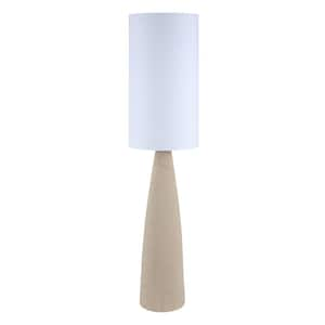 51.5 in. Polished Brass Contemporary 1-Light Non-Dimmable Standard Floor Lamp for Living Room with Fabric Drum Shade