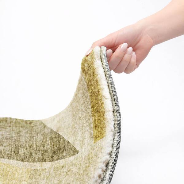 Dream Shag Premium Machine Washable Abstract ADS665 Gold 9 ft. x 12 ft. Area Rug