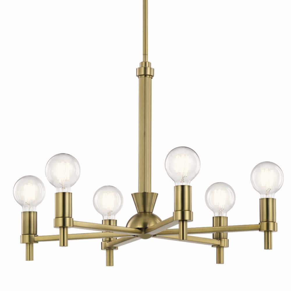Torvee 26" Brushed Natural Brass 6-Light Geometric Chandelier
