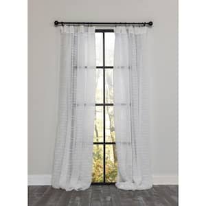 Off White Striped Rod Pocket Sheer Curtain - 54 in. W x 108 in. L