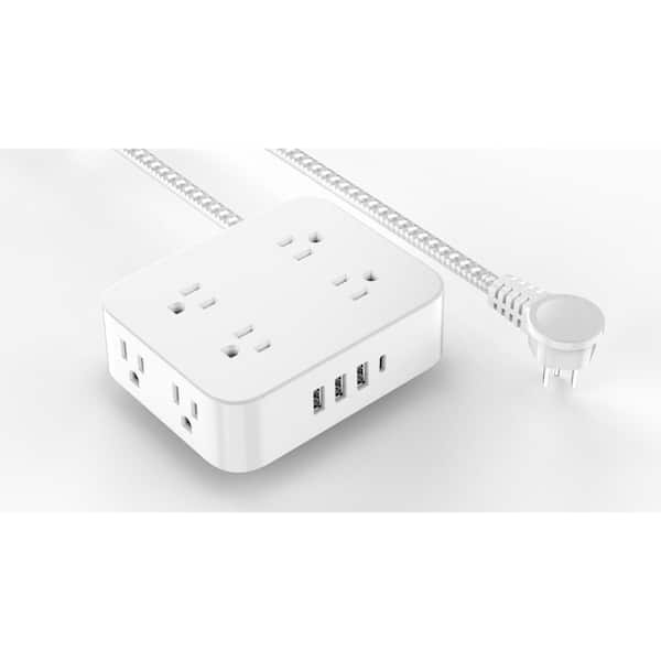 12-in-1 5ft. Indoor Extension Cord with 8-Outlet Power Strip 3 USB-A and 1 USB-C Ports