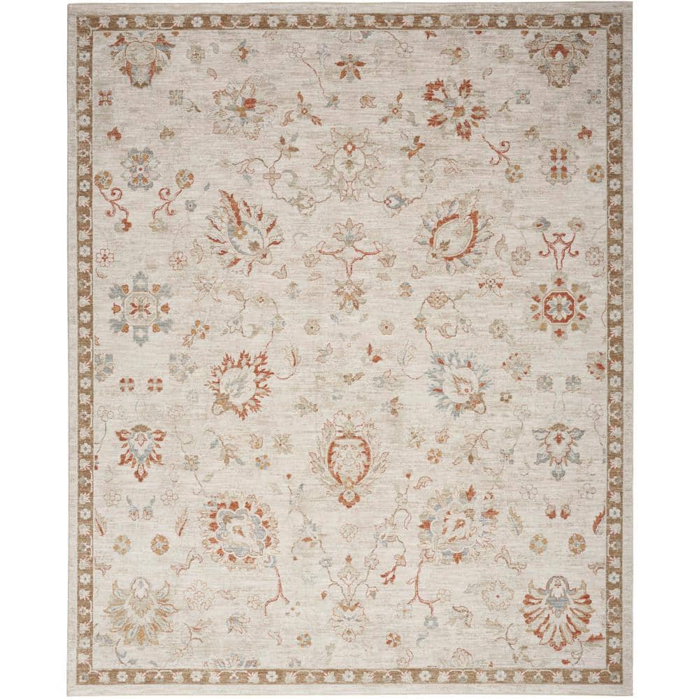Nourison Asher Ivory 5 ft. x 8 ft. All-over design Traditional Area Rug ...