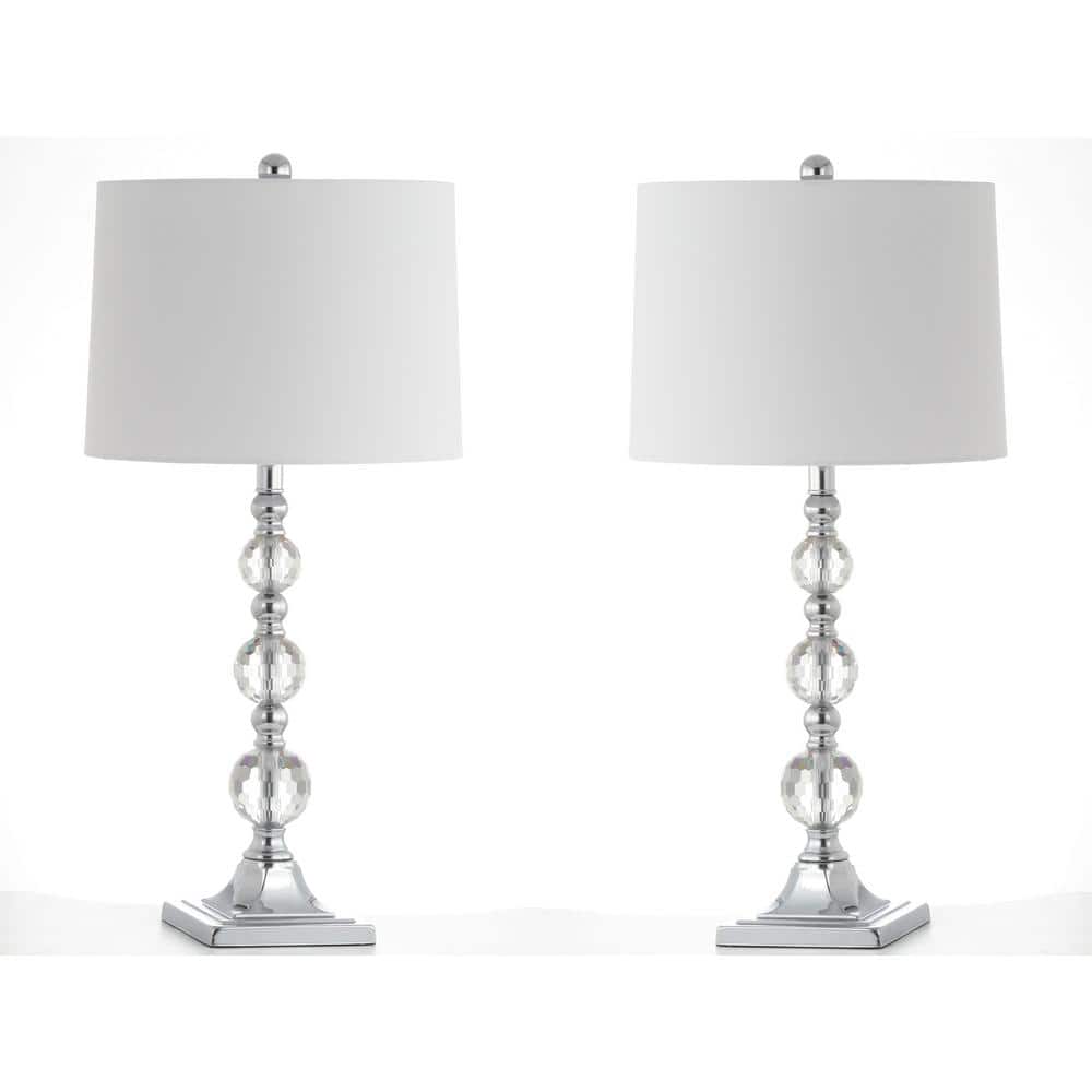 Elegant Maeve Crystal Ball Traditional Table Lamp Set, Clear/White