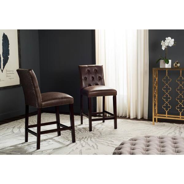 SAFAVIEH Norah 27.5 in. Counter Stool in Brown Set of 2 FOX6209E SET2 The Home Depot