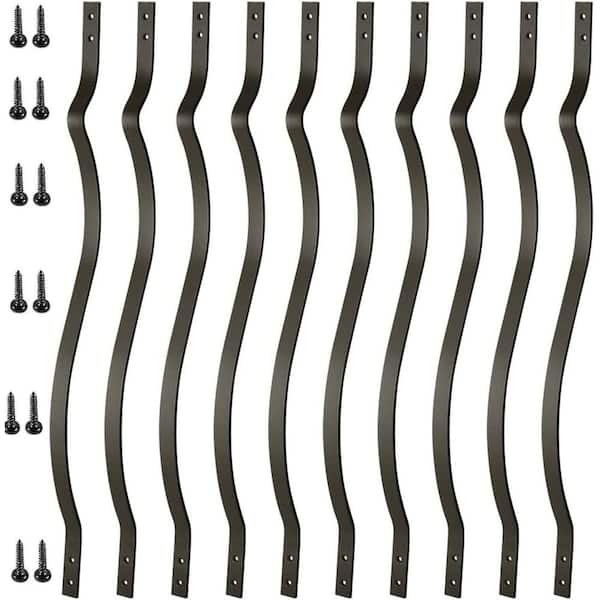 VIVOHOME 2-Pack 2-Step Hand Rails – Wrought Iron Outdoor Railing, Black Oval Grip, Supports 600 Lbs – For Porch, Deck, Or Indoor Stairs